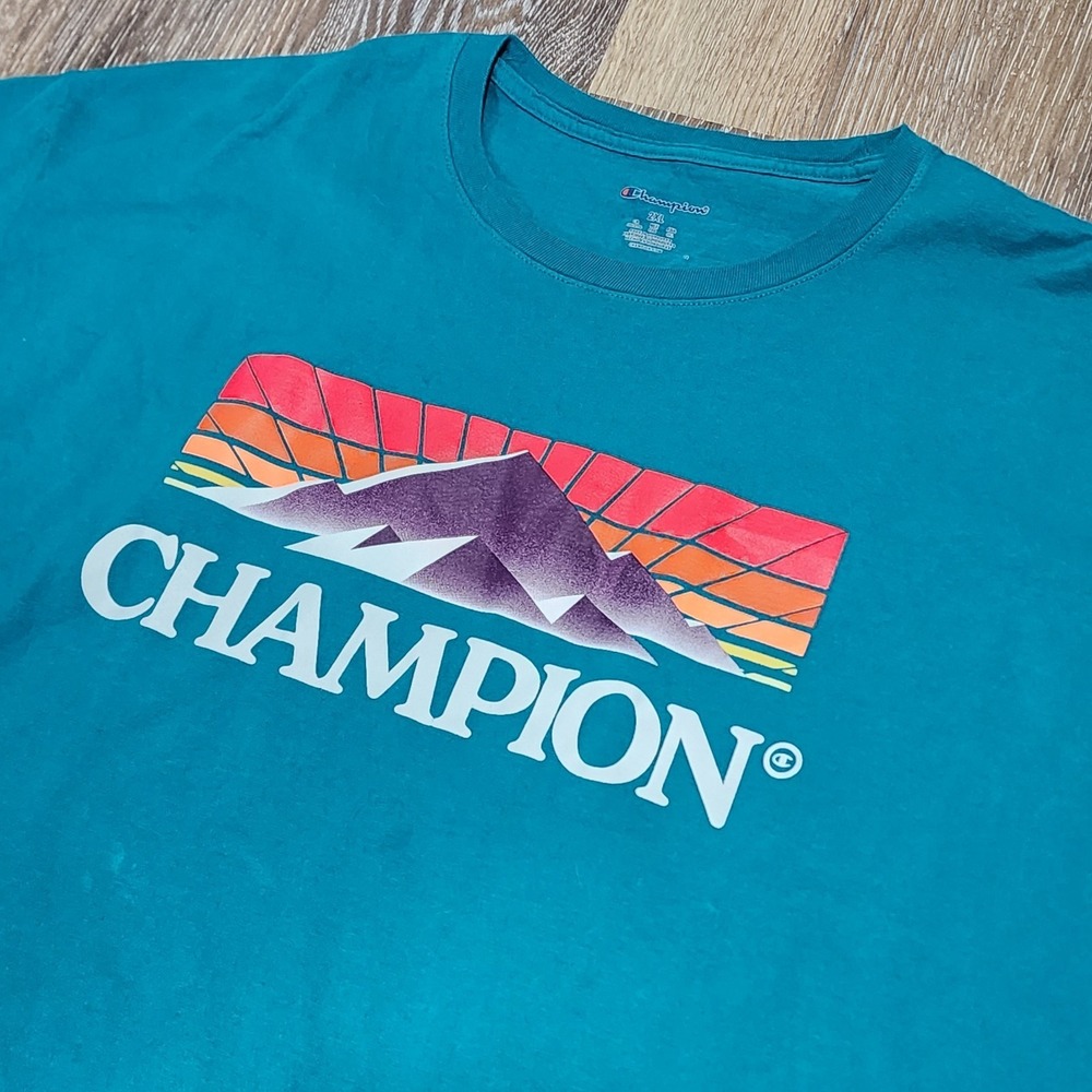 Vintage Style Champion Mountain Men's Blue Authentic Classic Tee Shirt XXL 2XL